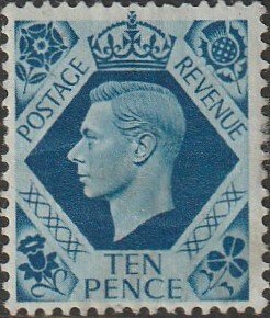 Great Britain #247 1939 10d Blue  KGVI Head UNUSED-F-H.