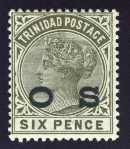 Trinidad 1894 QV Official 6d olive-black MLH. SG O5. Sc O5.