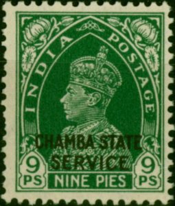 Chamba 1938 9p Green SG066 Fine MNH