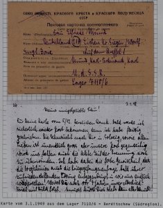 Russia/Germany POW card camp Berditchev 3.1.1949