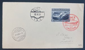 1931 Vaduz Lichtenstein Graf Zeppelin LZ127  cover to Zurich Switzerland Sc#C8