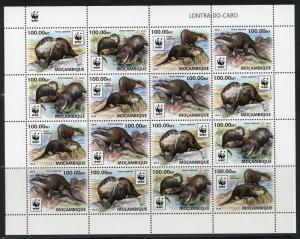 MOZAMBIQUE 2016 WORLD WILDLIFE FUND WWF OTTER SHEET OF SIXTEEN  MINT NH