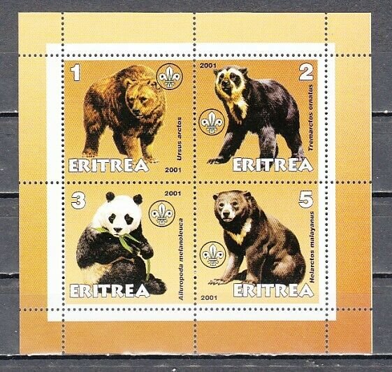 Eritrea, 2001 Cinderella issue. Various Bears sheet of 4. *