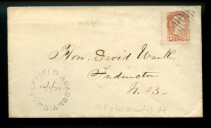 ?SHEFFIELD ACADEMY, N.B. still a Way Office until 1874 Small Queen cover Canada