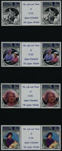 Tristan Da Cunha 372-5 gutter pairs MNH Queen Mother 85th Birthday