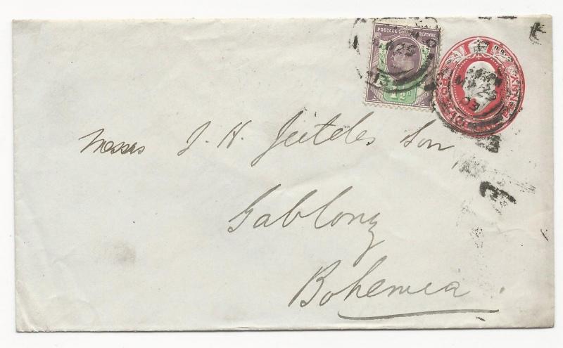 GREAT BRITAIN Postal Stationery Cover 1903 Bohemia Gablonza