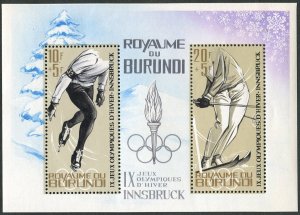 Burundi 72a,72a imperf.MNH.Michel Bl.3-3B.Olympics Innsbruck-1964.Skating,Skiing