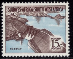 SOUTH WEST AFRICA QEII SG B215, 15c chocolate & light blue, M MINT. Cat £25.