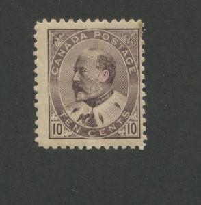 1903 Canada 10 Cent Brown Lilac Stamp Scott #93 King Edward VII CV $425