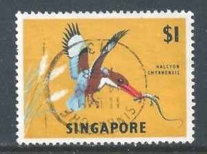 Singapore #67a Used $1 Bird - Wmkd. Sideways
