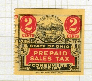 USA; Early 1900s Local Ohio Sales Tax Revenue issue fine used 2c. value