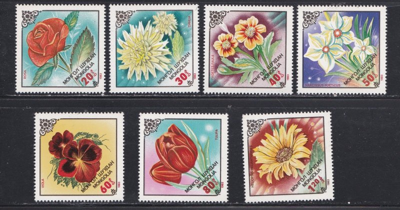 Mongolia # 11315-1321, Local Flowers, Mint NH, 1/2 Cat.