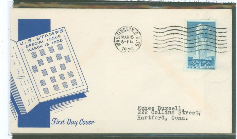 US 760 1935 5c Yellowstone Nat'l Park (part of the Farley imperf Nat'l Parks series) on an addressed (typed) FDC