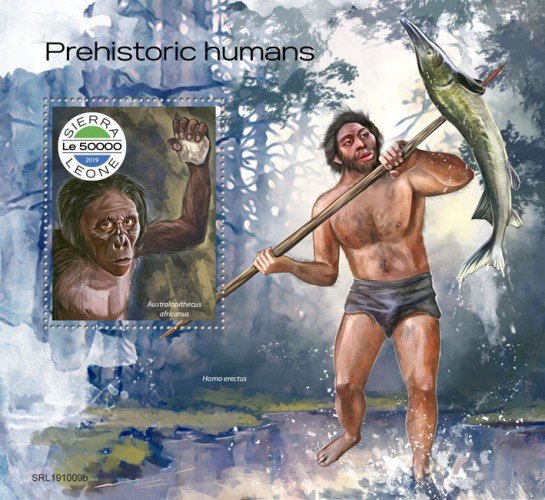 SIERRA LEONE - 2019 - Prehistoric Humans - Perf Souv Sheet - MNH