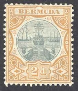 Bermuda Sc# 36 MH 1906-1910 2p orange & gray Dry Dock