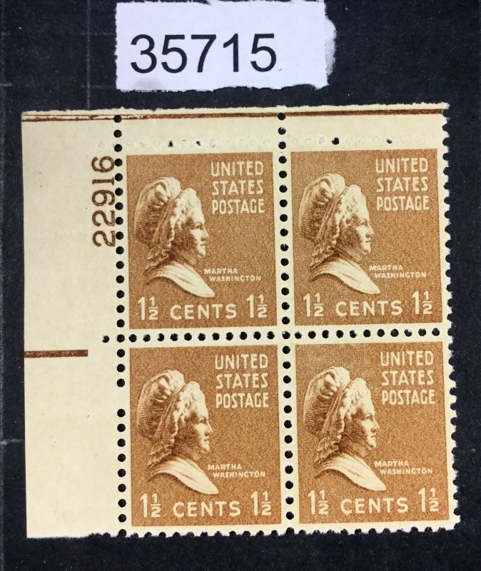 MOMEN: US STAMPS #805 MINT OG NH PLATE BLOCK LOT #35715