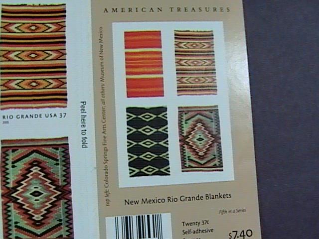 U.S.# 3926-3929(3929b)-MINT/NH-BOOKLET PANE OF 20--RIO GRANDE BLANKETS--2005