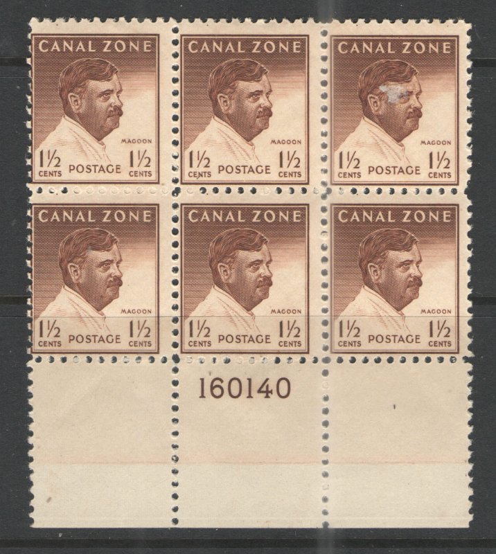 Canal Zone 1948 Sc# 137 MNH VG - Plate block of 6