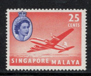 Singapore 1955 Queen Elizabeth II & Argonaut Plane 25c Scott # 37 MH