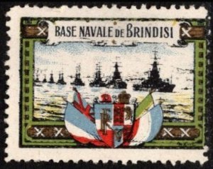 1914 WW One France Delandre Poster Stamp Naval Base At Brindisi Unused