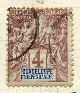 FRENCH COLONIES GUADELOUPE;  1892 early Tablet Type used 4c. value