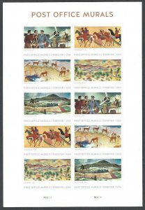 Post Office Murals Pane of 10 - Postage Stamps Scott 5376a - Stuart Katz