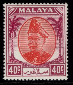 MALAYSIA - Selangor GVI SG106, 40c scarlet & purple, NH MINT. Cat £17.