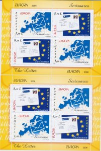 2008 EUROPA CEPT Romania 2 Foglietti / Sheet Letters MNH **