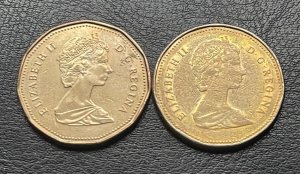 2 x 1988 Canada Loonies, 2 different busts, Please See Description for more
