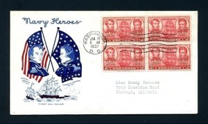 # 791 Block of 4 on First Day Cover with Grimsland cachet dated 1-15-1937