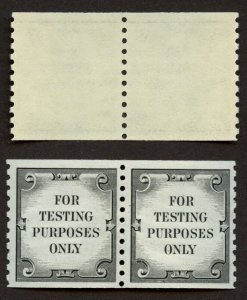 US Sc # TD107a Test Stamp - Shiny Gum, Tagged (Pair)