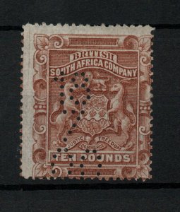 Rhodesia 1892 BSAC £10 brown unused Perfin SG13 WS24913