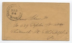 1850s Newburyport MA black cDS stampless cover 3paid integral rate [6432.50]