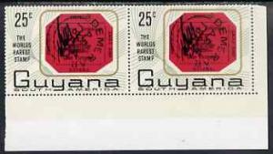 Guyana 1967 World's Rarest Stamp 25c horiz pair, one stam...