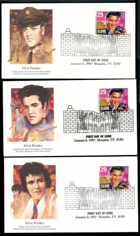 US 2721 American Music, Elvis Presley UA set of 6 different Fleetwood cachet FDC