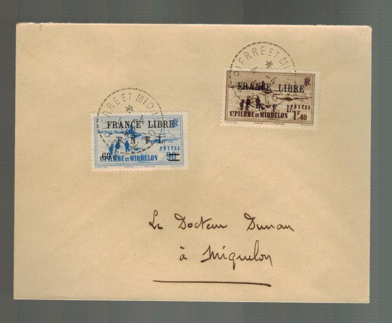 1942 St Pierre Miquelon Cover Local # 241 251