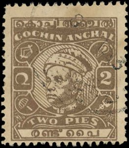 COCHIN (INDIAN STATE) Sc 90a USED-1948 2p Sri Kerala Varma II - Die II
