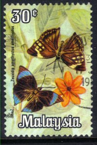 Malaysia  1970 QE2 30c Butterflies SG 65 used ( F530 )