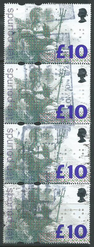 Great Britain QE II Braile issue £10  Block Fine Block of 4