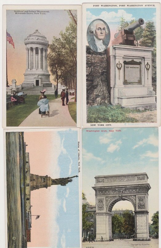 4 Different Unused Postcards of New York City Monuments