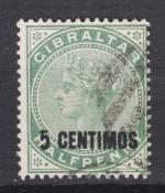 Gibraltar - 1889 QV \5c on 1/2p\   (237)