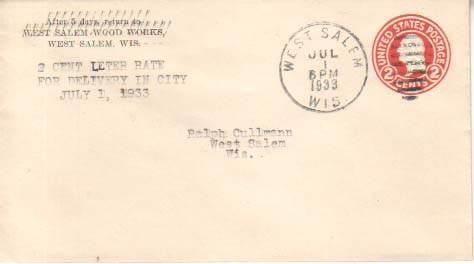 United States, Postal Stationery, Wisconsin