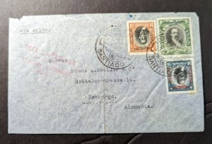 1933 Chile Airmail Cover Santiago De Chile to Hamburg Germany