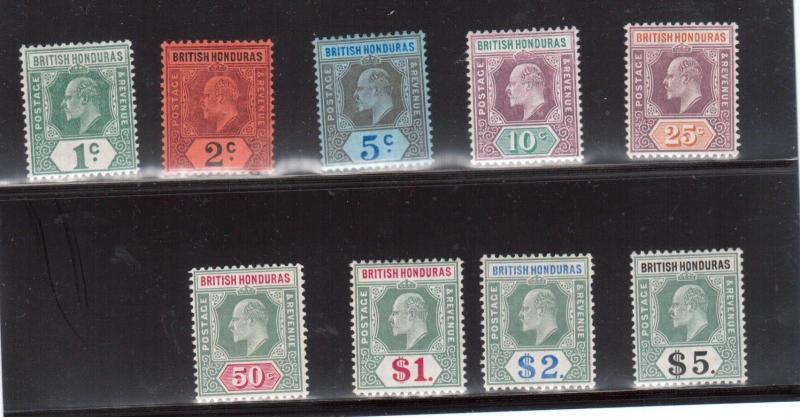 British Honduras #62 - #71 Very Fine Mint Original Gum Hinged