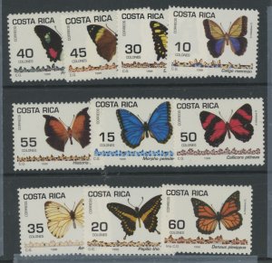 Costa Rica #508-517 Mint (NH) Single (Complete Set) (Butterflies)