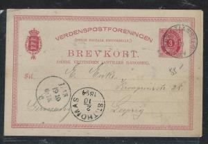 DANISH WEST INDIES (P1906B) 1894 PSC KRISTIANSTED TO GERMANY WITH MSG 