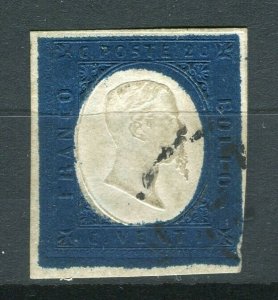 ITALY; SARDINIA 1854 early classic Embossed issue fine used 20c. value