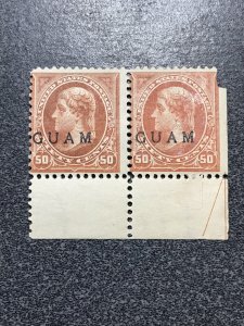 Guam US Possession #11 Mint Trop Gum Pair w/ arrow margin KS Philatelics 11G080M