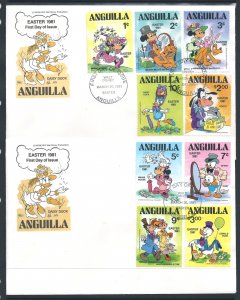 Anguilla #434-42 (2 FDC) Disney - Easter '81