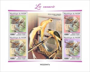 Niger - 2022 Lizard Canary on Stamps - 4 Stamp Sheet - NIG220447a